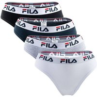 FILA Damen Brazilian Slip - 4er Pack, Logo-Bund, Cotton Stretch, einfarbig, Größe S in Bunt