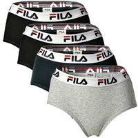 FILA Damen Hipster - 4er Pack Slip, Logo-Bund, Cotton Stretch, einfarbig, Größe S in Bunt