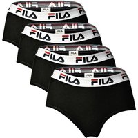 FILA Damen Hipster - 4er Pack Slip, Logo-Bund, Cotton Stretch, einfarbig, Größe S in Schwarz