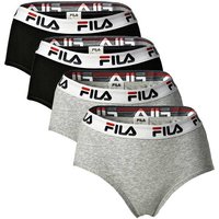 FILA Damen Hipster - 4er Pack Slip, Logo-Bund, Cotton Stretch, einfarbig, Größe L in Schwarz