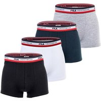 FILA Herren Boxer Shorts, 4er Pack - Logobund, Cotton Stretch, einfarbig, Größe 2XL in Schwarz