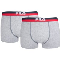 FILA Herren Boxer Shorts, 2er Pack - Logobund, Urban, Cotton Stretch, einfarbig, Größe S in Grau