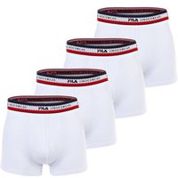 FILA Herren Boxer Shorts, 4er Pack - Logobund, Cotton Stretch, einfarbig, Größe S in Weiß