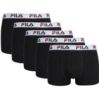 FILA Herren Boxer Shorts, 5er Pack - Logobund, Urban, Cotton Stretch, einfarbig, Größe L in Schwarz