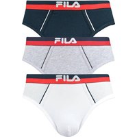 FILA Herren Slip, 3er Pack - Briefs, Logobund, Urban, Cotton Stretch, einfarbig, Größe XL in Weiß