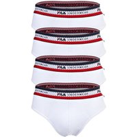 FILA Herren Slip, 4er Pack - Briefs, Logobund, Cotton Stretch, einfarbig, Größe XL in Weiß