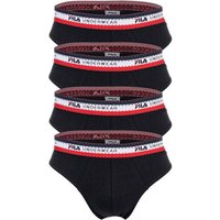 FILA Herren Slip, 4er Pack - Briefs, Logobund, Cotton Stretch, einfarbig, Größe M in Schwarz