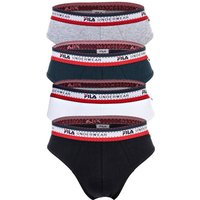 FILA Herren Slip, 4er Pack - Briefs, Logobund, Cotton Stretch, einfarbig, Größe 2XL in Schwarz