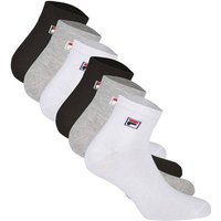FILA Quarter Socken Unisex, 6 Paar - Kurzsocken, Sport, Logo-Bund, uni, 35-46, Größe EU 43-46 in Schwarz