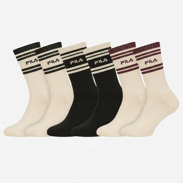 Fila Tennissocken JUNIOR BOY LIFESTYLE NORMAL PLAIN SOCKS (6-Paar) mit sportlichem Streifenbund