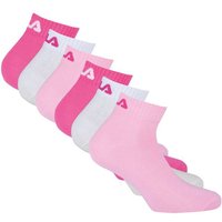 FILA Unisex Quarter Socken, 6er Pack - Kurzsocken, Training, Sport, Logo (2x 3 Paar), Größe 39-42 in Pink
