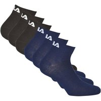 FILA Unisex Quarter Socken, 6er Pack - Kurzsocken, Training, Sport, Logo (2x 3 Paar), Größe 43-46 in Schwarz