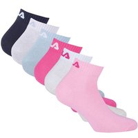 FILA Unisex Quarter Socken, 6er Pack - Kurzsocken, Training, Sport, Logo (2x 3 Paar), Größe 39-42 in Bunt