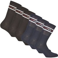 FILA Unisex Socken, 6er Pack - Strümpfe, Street, Lifesyle, Sport (2x 3 Paar), Größe 43-46 in Schwarz