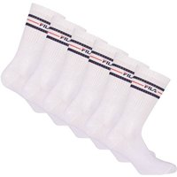 FILA Unisex Socken, 6er Pack - Strümpfe, Street, Lifesyle, Sport (2x 3 Paar), Größe 43-46 in Weiß