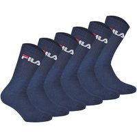 FILA Unisex Socken, 6er Pack - Crew Socks, Frottee, Tennis, Sport (2x 3 Paar), Größe 35-38 in Blau