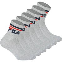 FILA Unisex Socken, 6 Paar Quarter - Kurzsocken, Sport, Logo-Bund, uni, Größe 39-42 in Grau