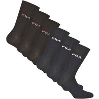 FILA Unisex Socken, 6er Pack - Strümpfe, Street, Lifesyle, Sport (2x 3 Paar), Größe 43-46 in Schwarz