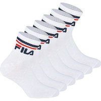 FILA Unisex Socken, 6 Paar Quarter - Kurzsocken, Sport, Logo-Bund, uni, Größe 35-38 in Weiß