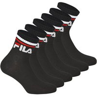 FILA Unisex Socken, 6 Paar Quarter - Kurzsocken, Sport, Logo-Bund, uni, Größe 35-38 in Schwarz