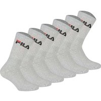 FILA Unisex Socken, 6er Pack - Crew Socks, Frottee, Tennis, Sport (2x 3 Paar), Größe 35-38 in Grau