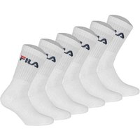 FILA Unisex Socken, 6er Pack - Crew Socks, Frottee, Tennis, Sport (2x 3 Paar), Größe 39-42 in Weiß