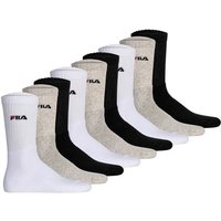FILA Unisex Socken, 9er Pack - Tennissocken, Crew Socks, Logo, Größe 35-38 in Schwarz