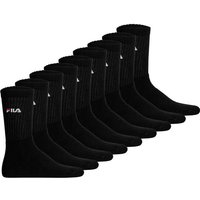 FILA Unisex Socken, 9er Pack - Tennissocken, Crew Socks, Logo, Größe 35-38 in Schwarz