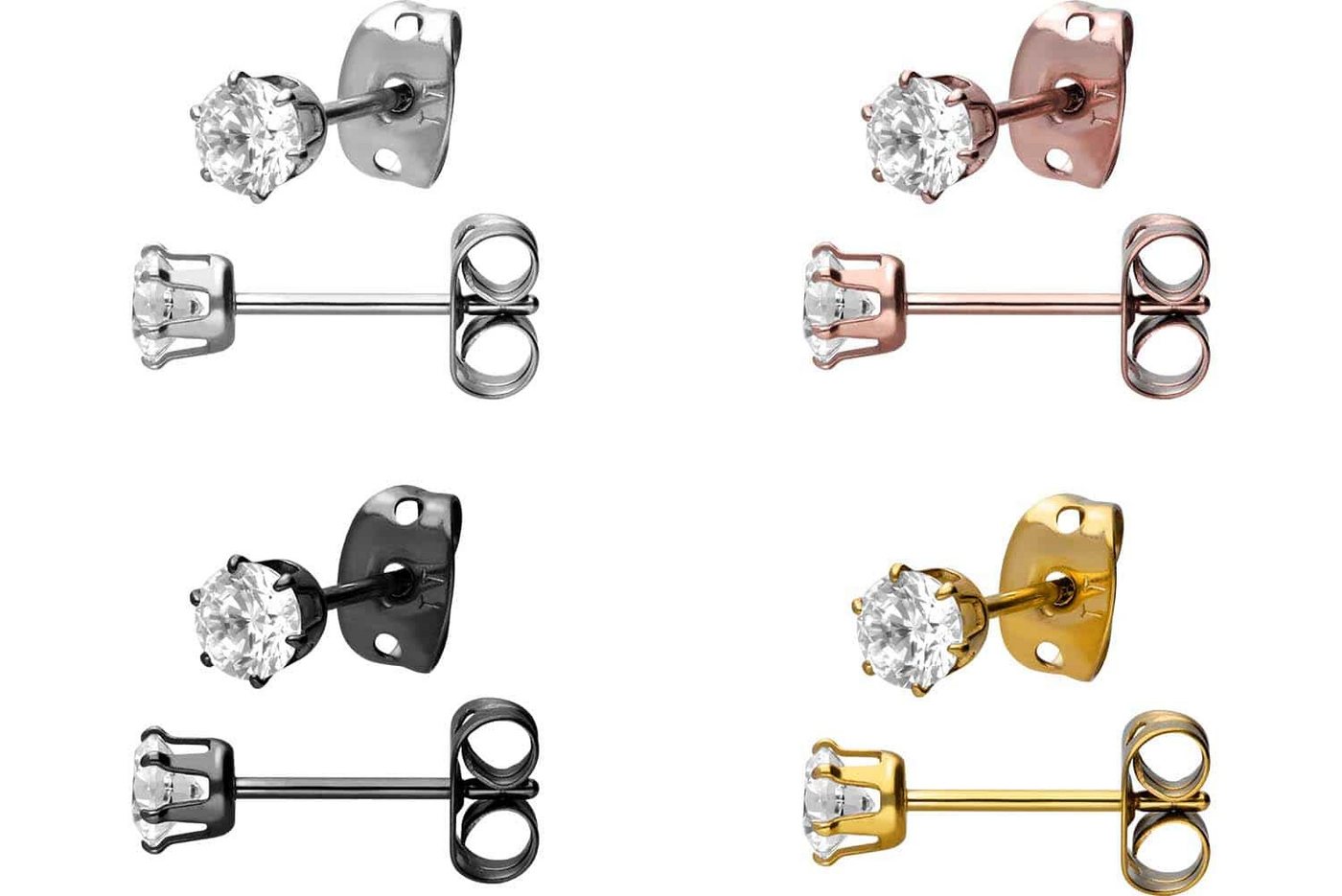 FILANGO Paar Ohrstecker Titan Ohrstecker EINGEFASSTER KRISTALL (Ohrstecker, 1-tlg) – Bild 3 von 4