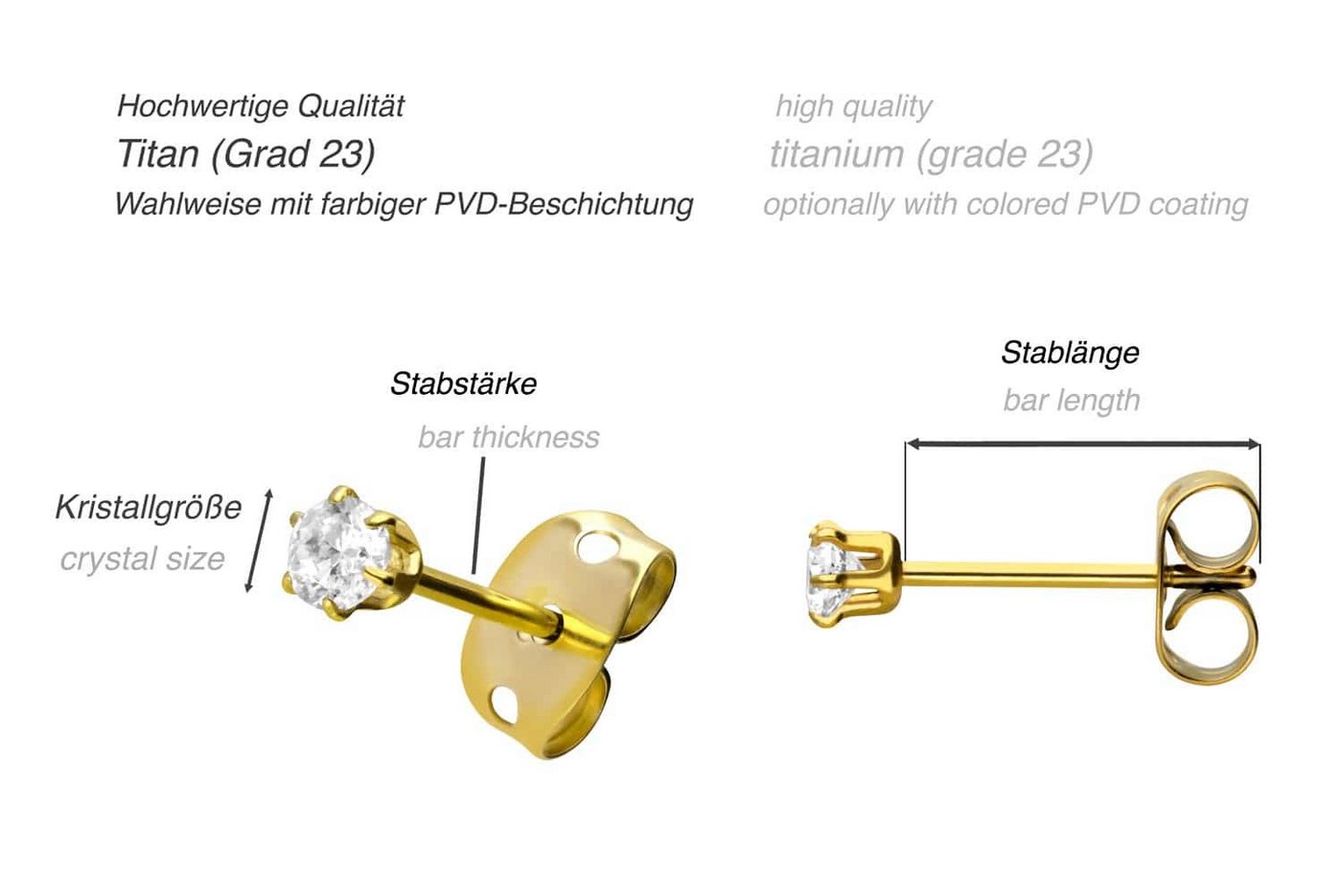 FILANGO Paar Ohrstecker Titan Ohrstecker EINGEFASSTER KRISTALL (Ohrstecker, 1-tlg) – Bild 4 von 4