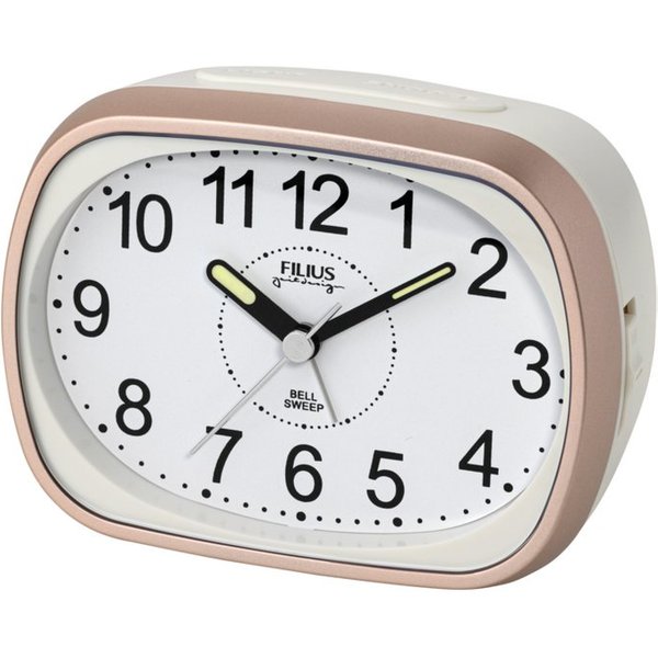 FILIUS zeitdesign Quarzwecker Schlafzimmer, Leuchtzeiger, schleichende Sekunde, Glockenalarm, Snooze