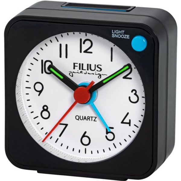 FILIUS zeitdesign Quarzwecker Wecker, Reisewecker, Schlafzimmer, Leuchtzeiger,schleichende Sekunde