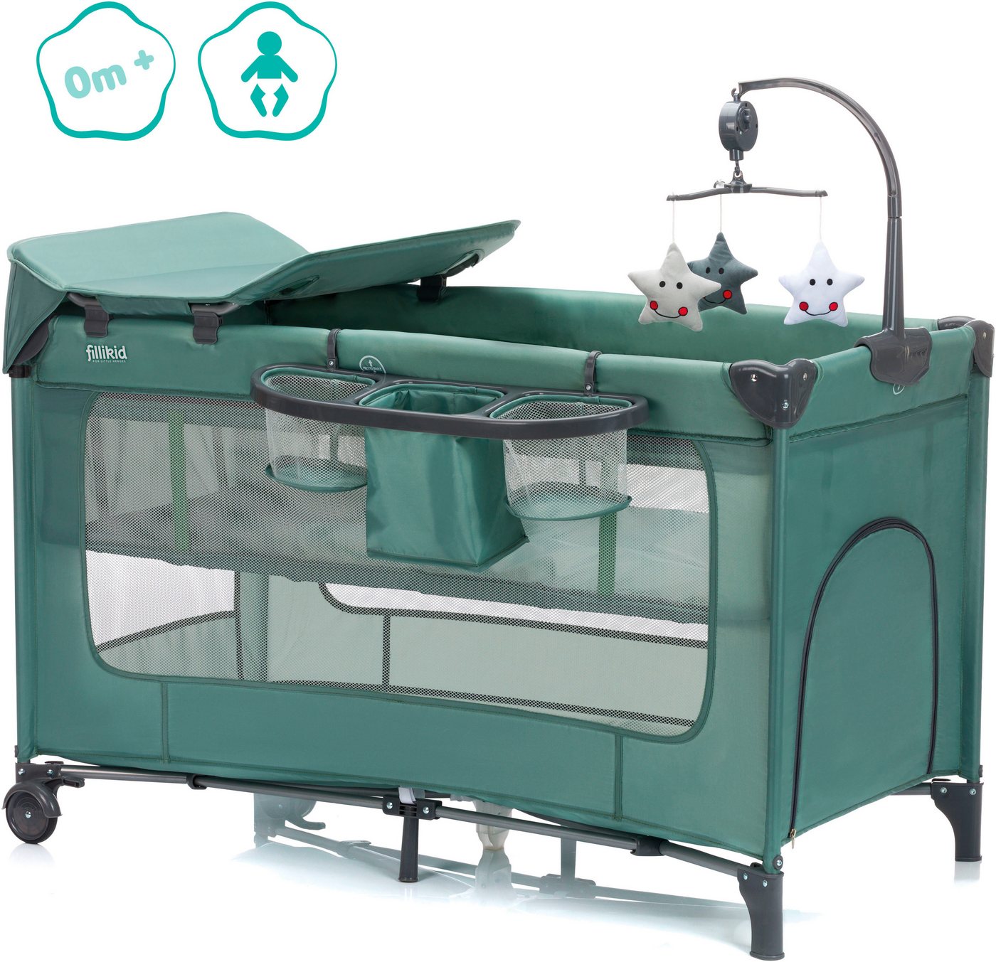 Fillikid Baby-Reisebett Capri, mit 2 Rollen, Inkl. Transporttasche – Bild 2 von 5
