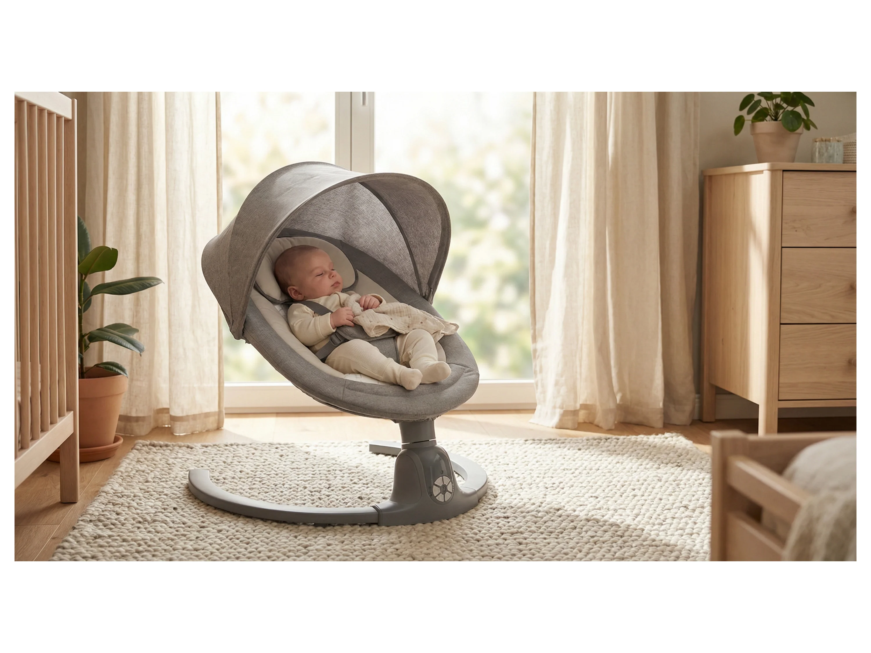 Fillikid Babywippe Stella, elektrisch, intelligente KI-Bewegungserkennung – Bild 2 von 4