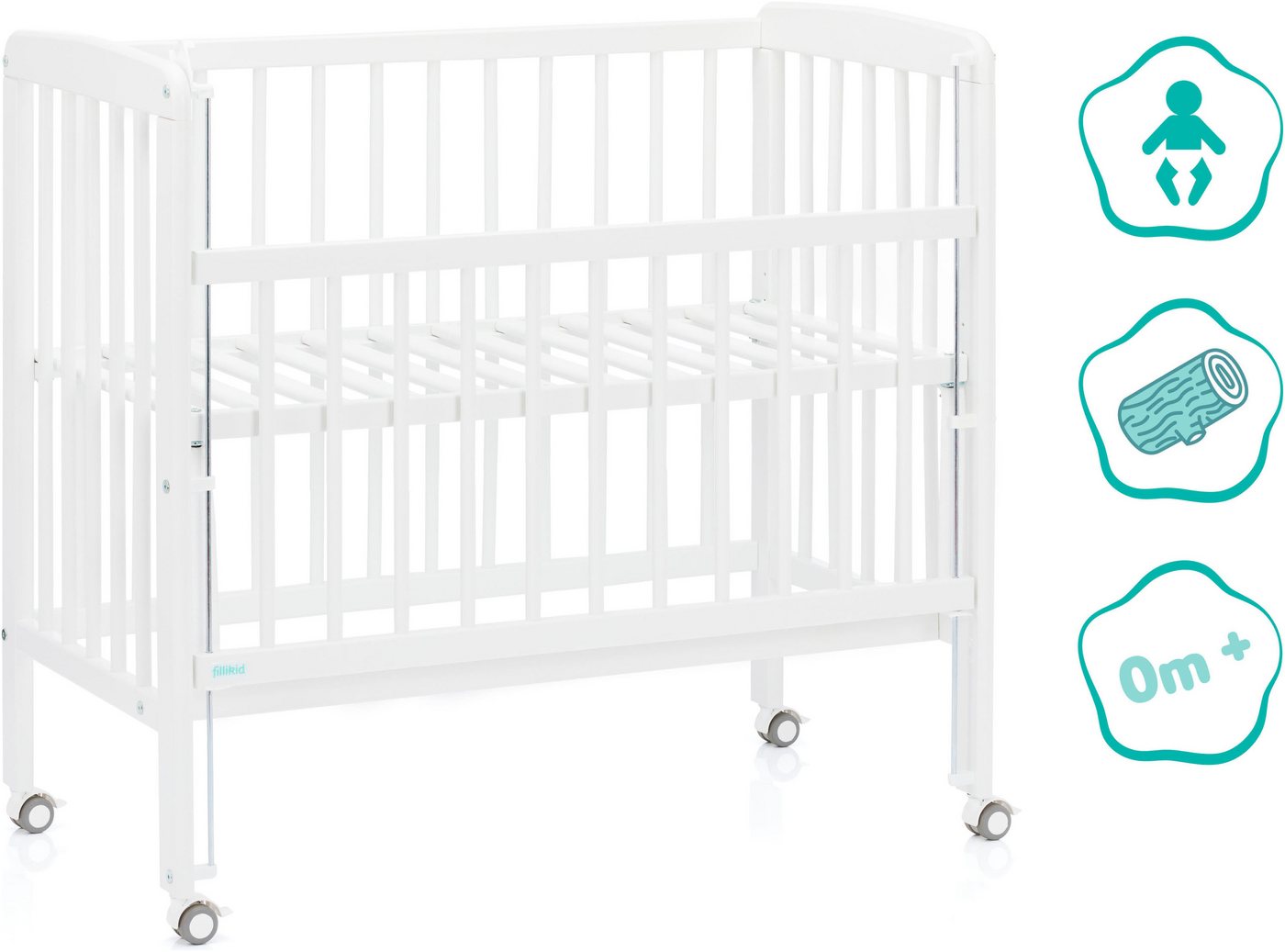 Fillikid Beistellbett Nino, inkl. Matratze, Made in Europe – Bild 4 von 5