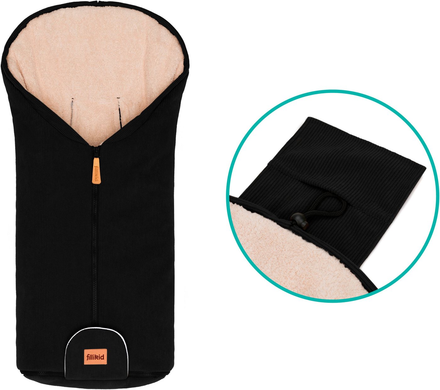 Fillikid Fußsack Nevis Cord, Winterfußsack Gr. 0, für Autositze Gr. 0 und Kinderwagen – Bild 5 von 5