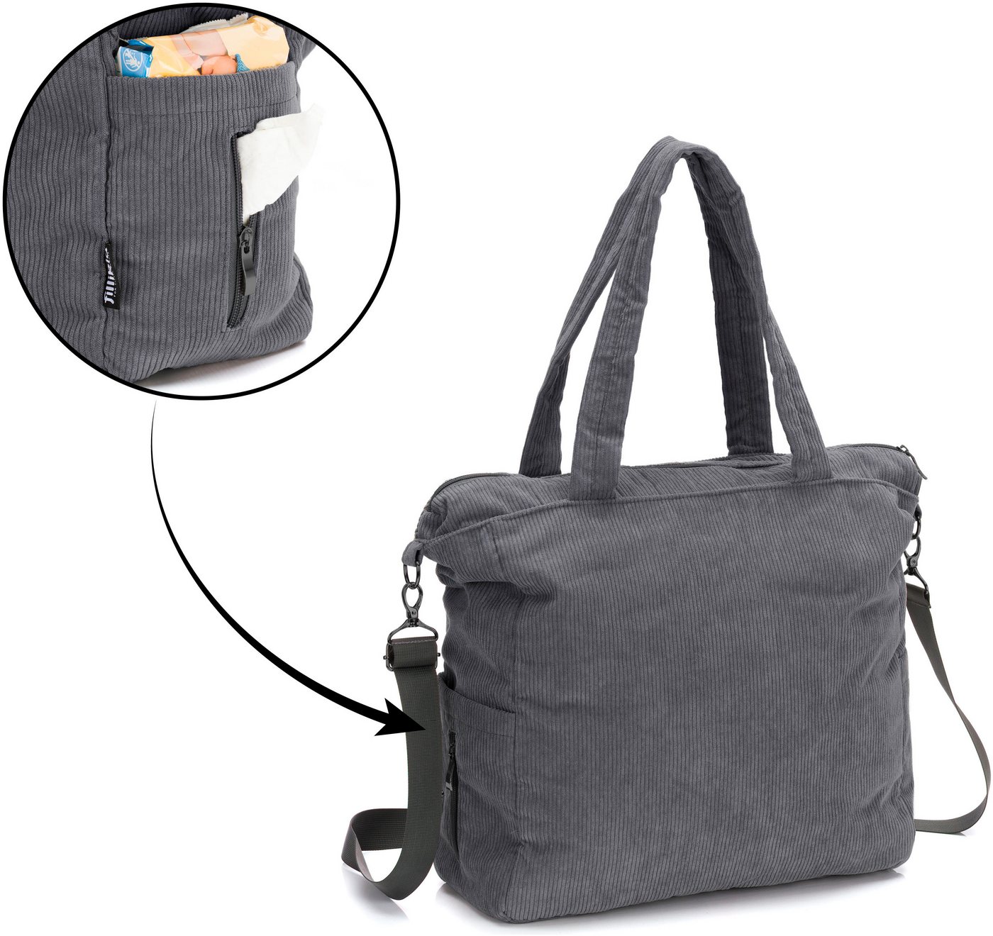 Fillikid Wickeltasche Cord, inklusive Thermotasche – Bild 3 von 5