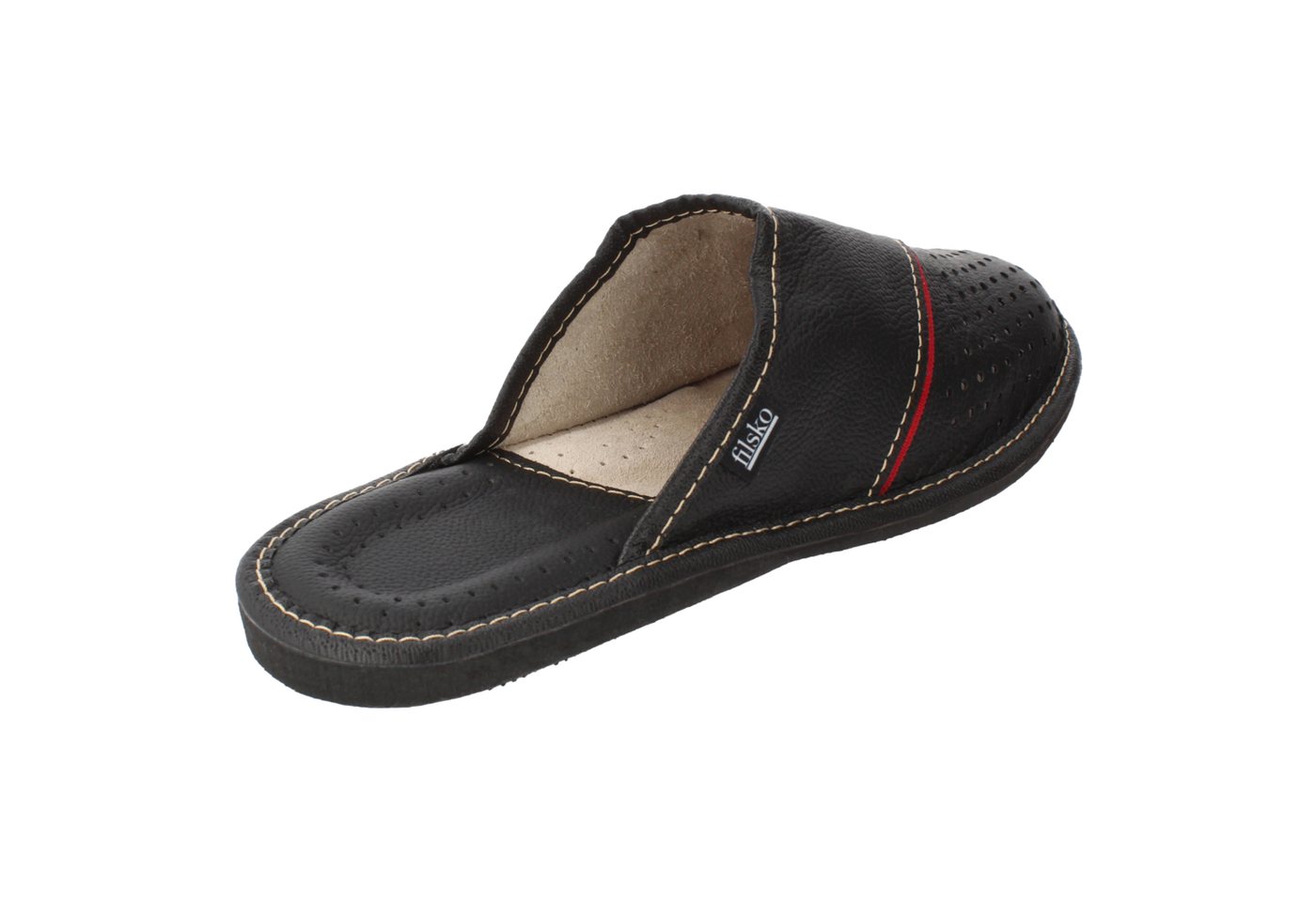filsko Levice Herren Hausschuh Open-Toe, Slip-On, offene Hausschuhe, Pantoletten, Leder Hausschuhe – Bild 4 von 5