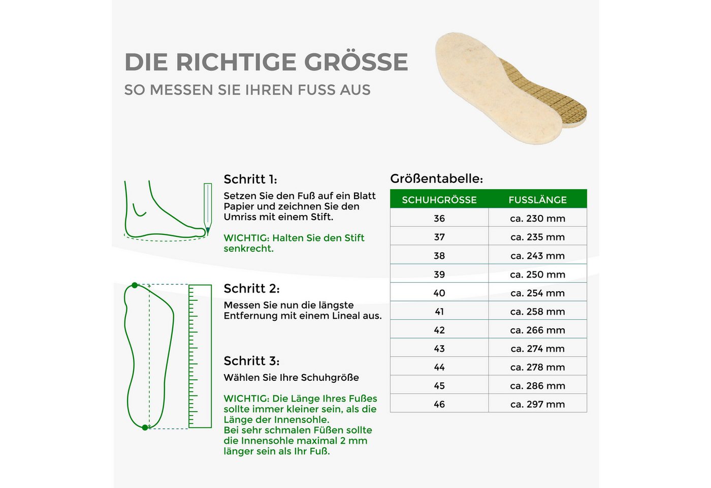 filsko Thermosohlen Filz Alu oder Fllz Wolle Einlegsohlen für Damen und Herren (Set, 1-tlg., 1 Paar, 3 Paar, 6 Paar), wärmeisolierend – Bild 5 von 5