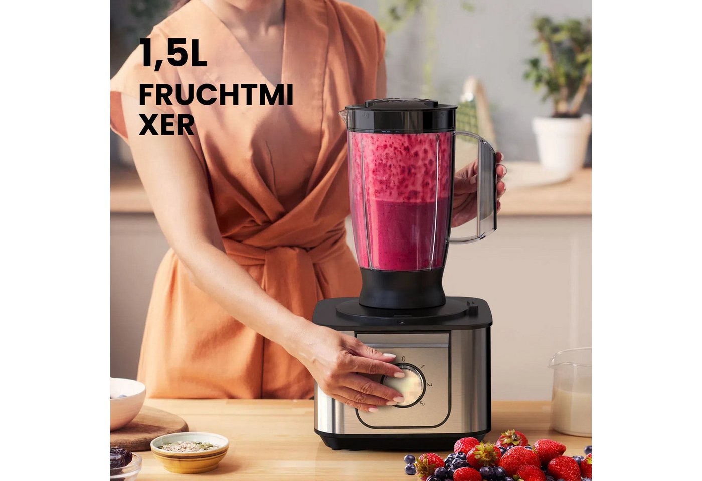 FIMEI Küchenmaschine HGM406, 1100 W, 3,2 l Schüssel, 3,2L Zerkleinerer, 1,5L Mixer, Mühle, Zitruspresse & Zubehör – Bild 2 von 5