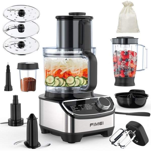 FIMEI Küchenmaschine HGM411, 1300 W, 3,5 l Schüssel, 1,5L Mixer, Mühle, Zitruspresse & weitere Zubehörteile