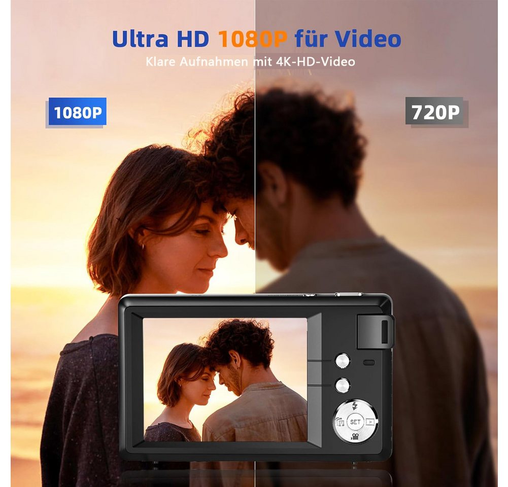 Fine Life Pro Kompaktkamera (48 MP, 16X Digitalzoom kompakte Fotokamera für Teenager Erwachsene Anfänger) – Bild 3 von 5
