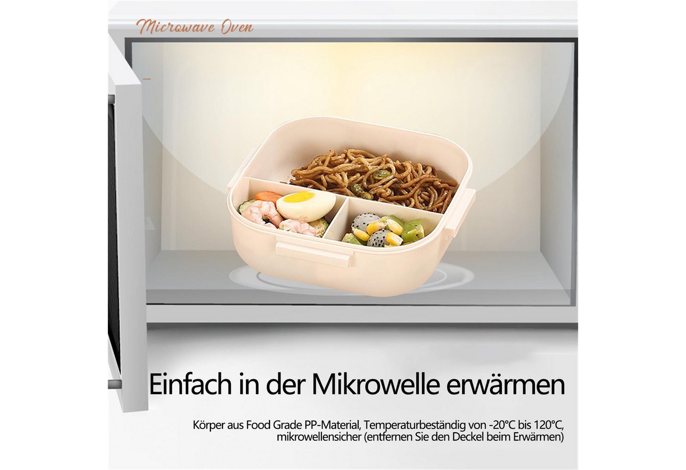 Fine Life Pro Lunchbox Kinder Brotdose (3 Fächer), PP5, (1-tlg), Auslaufsicher & BPA-frei-mit Besteck – Bild 5 von 5