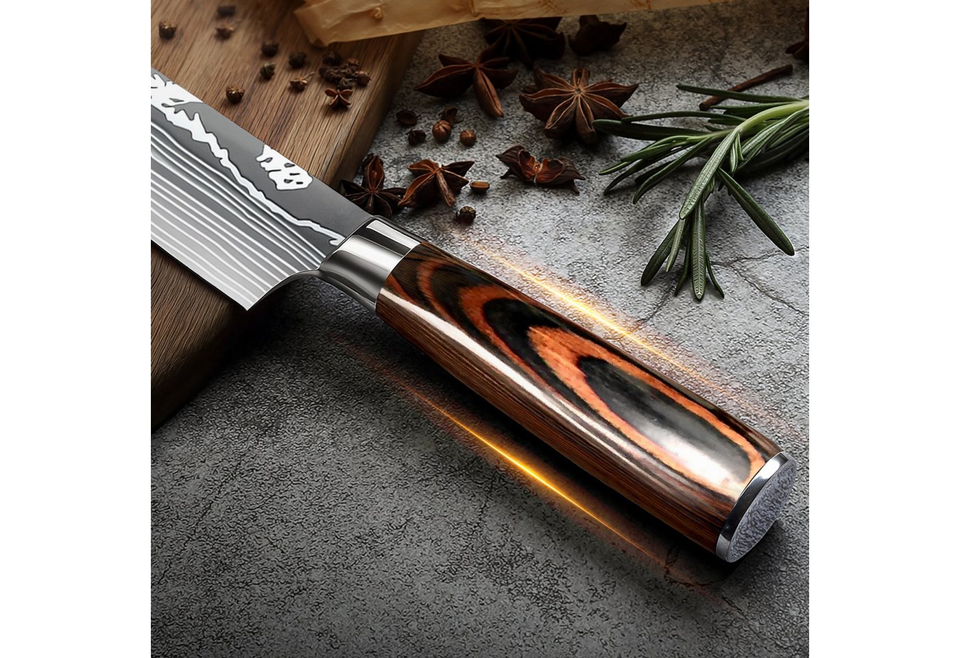 Fine Life Pro Messer-Set Küchenmesser Komibpaket mit Geschenkbox (Set, 8-tlg), Asiatisches Edelstahl Messerset – Bild 5 von 5