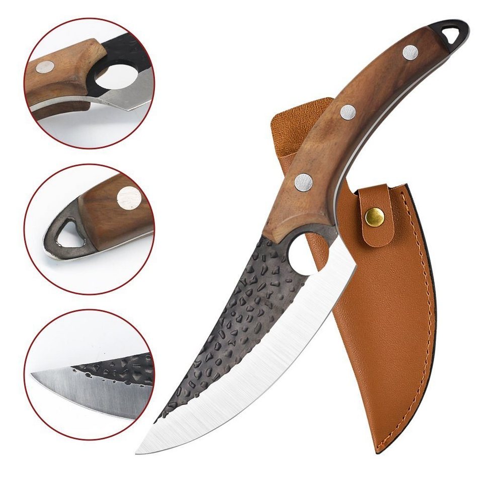 Fine Life Pro Spickmesser 6-Zoll-Fleischbeil mit Lederscheide, Ausbeinmesser für Gemüse und Fleisch – Bild 3 von 5