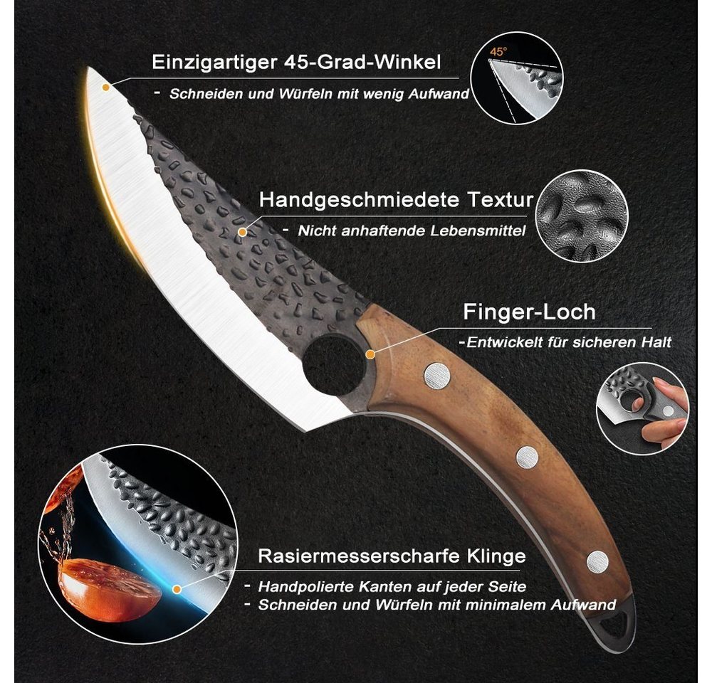 Fine Life Pro Spickmesser 6-Zoll-Fleischbeil mit Lederscheide, Ausbeinmesser für Gemüse und Fleisch – Bild 4 von 5