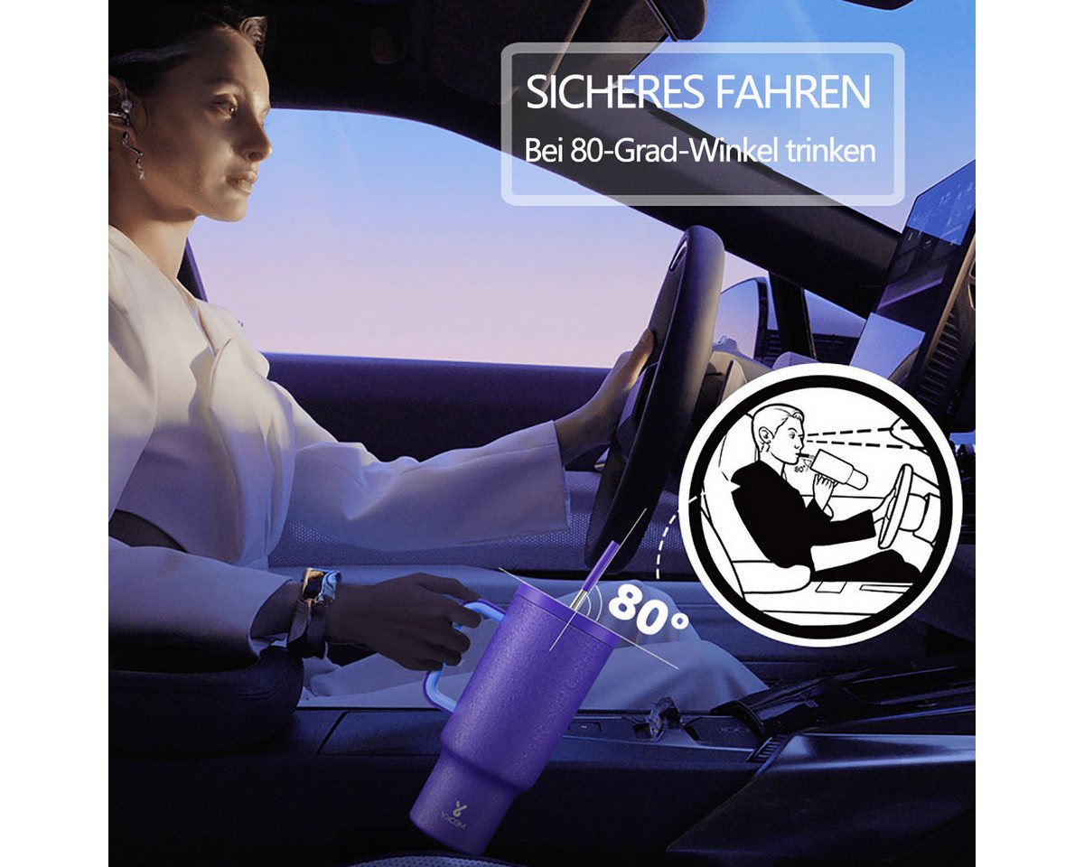 Fine Life Pro Thermobecher extra groß - Dichteschutz, doppelwandig isoliert für Warmes/Kaltes, Mit komfortabler Grip - Ideal für Alltag, Outdoor & Reisen – Bild 2 von 5