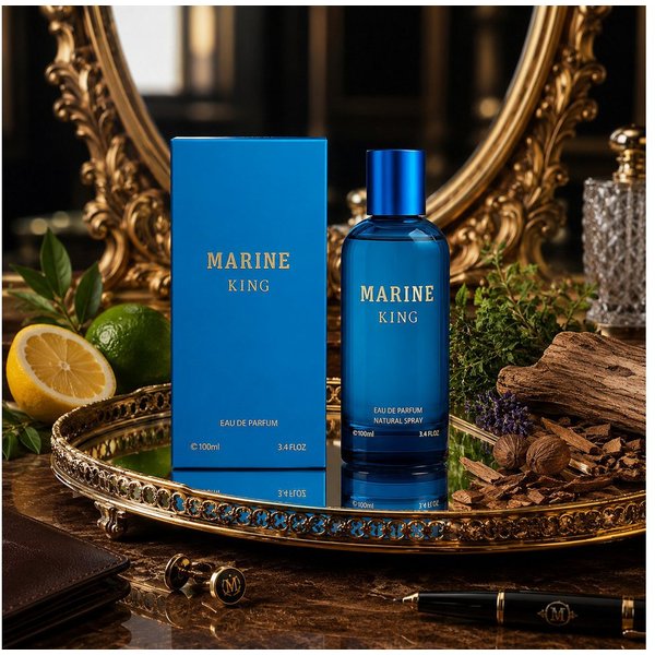 Fine Perfumery London Eau de Parfum Marine King For Him Herrenduft Frisch Holzig 100 ml, Hergestellt in UK, Herrenduft