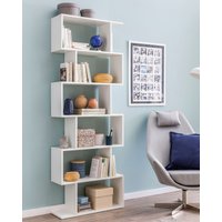 FineBuy Bücherregal FB51366 70 x 23,5 x 190,5 cm weiß, Standregal 6 Fächer, Kleine Design Kommode, Modernes Aktenregal Spanplatte freistehend, Aufbewahrungsrega
