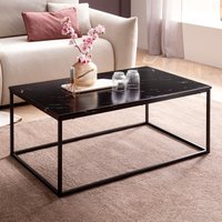 FineBuy Couchtisch 100cm rechteckig mit Marmor Optik Metallgestell – Moderner Wohnzimmertisch - Design Sofatisch für Wohnzimmer eckig